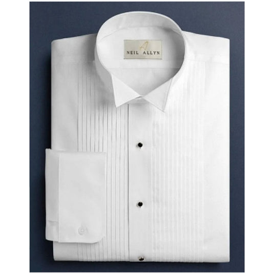Mens Slim Fit 1/4" Pleated Wing Collar Tuxedo Shirt