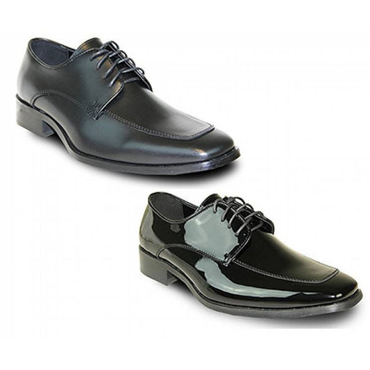 Men’s Tux 3 oxford-style tuxedo shoe in black patent (or matte) finish, featuring fashion moc-toe styling, lace-up closure, and premium cushion insole for comfort.