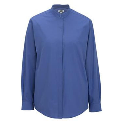 Ladies Banded Collar Broadcloth Shirt