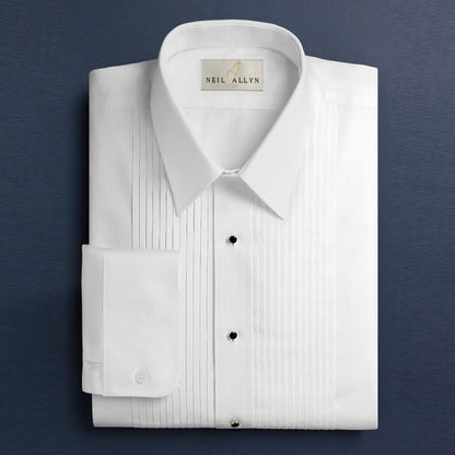 Slim Fit 1/4" Pleated Laydown Collar Tux Shirt