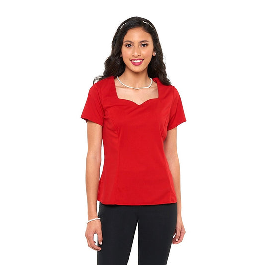 Daphne Short Sleeve Sweetheart Neckline Blouse