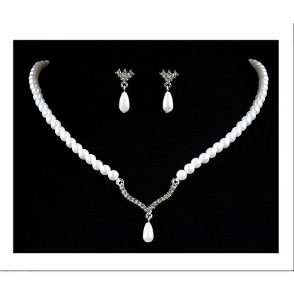Pearl Teardrop Necklace with Matching Drop Earrings Set
