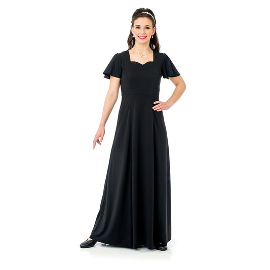 Joanna Dress - Sweetheart Neck Flutter Sleeve Floor Length