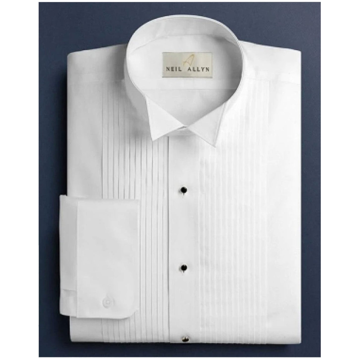 Mens Slim Fit 1/4" Pleated Wing Collar Tuxedo Shirt