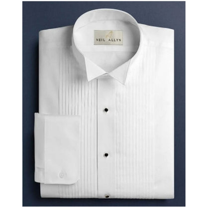 Mens Slim Fit 1/4" Pleated Wing Collar Tuxedo Shirt