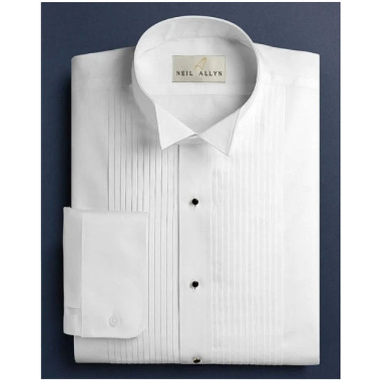 Mens Slim Fit 1/4" Pleated Wing Collar Tuxedo Shirt
