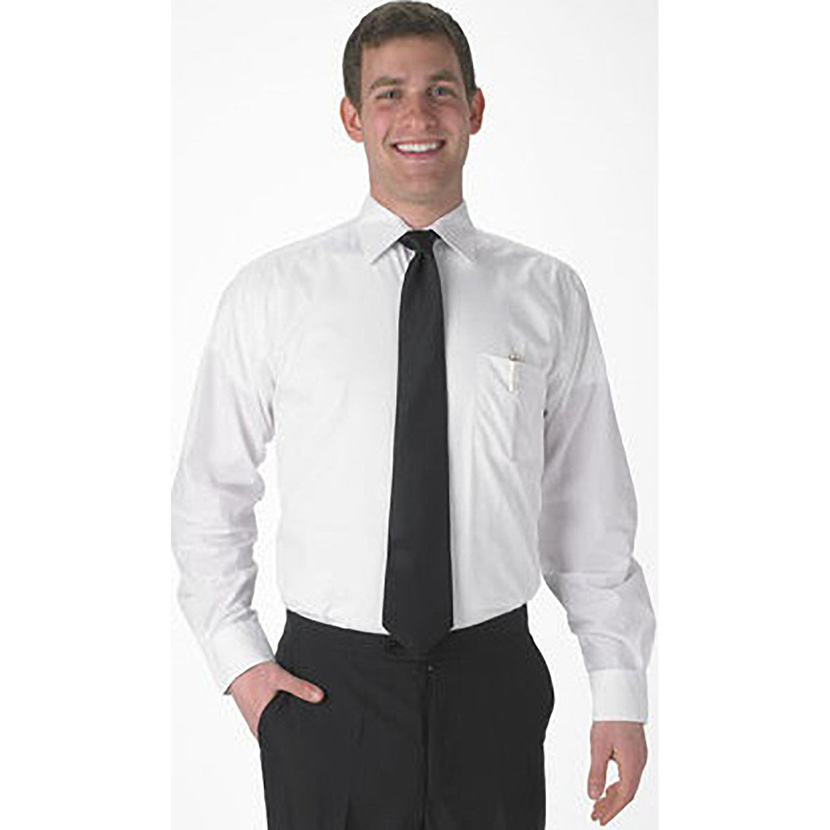Mens Laydown Dress Shirt White 1 Pocket