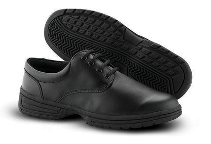 MTX marching shoes in black and white, showcasing reinforced toe box, moisture-wicking lining, and rugged X‑TremeTrak sole for optimal grip on wet or dry surfaces.