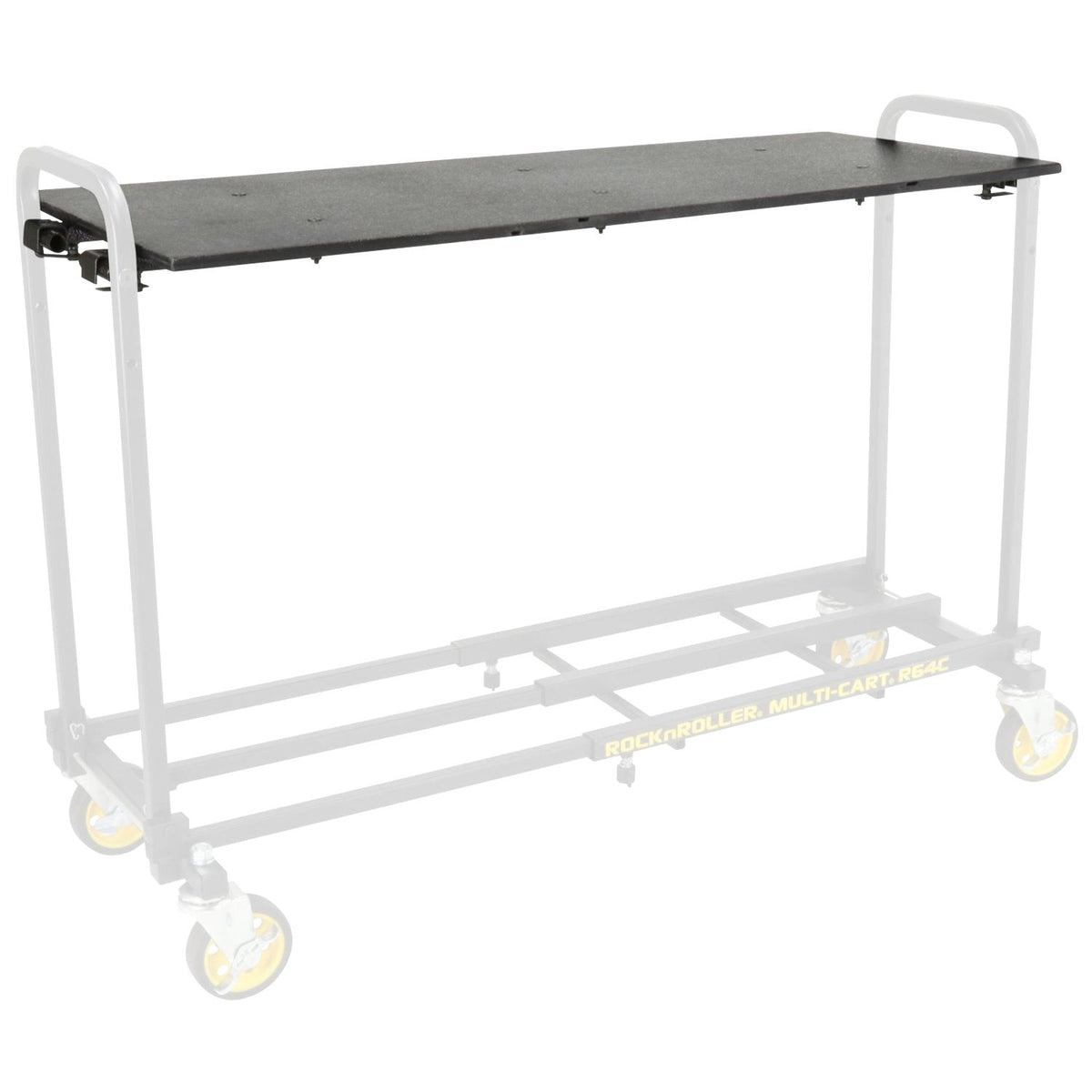 Single carpeted panel measuring approximately 39″ × 16″, designed to clip into R6 cart uprights—providing quick, sturdy surface for laptops or sheet music