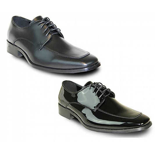 Men’s Tux 3 oxford-style tuxedo shoe in black patent (or matte) finish, featuring fashion moc-toe styling, lace-up closure, and premium cushion insole for comfort.