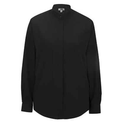 Ladies Banded Collar Broadcloth Shirt