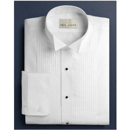 Mens Slim Fit 1/4" Pleated Wing Collar Tuxedo Shirt